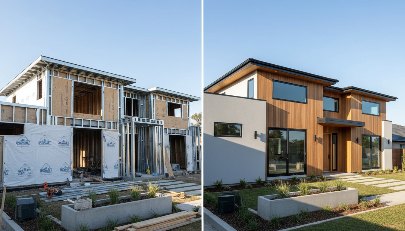 Casa com metade steel frame e metade concluída